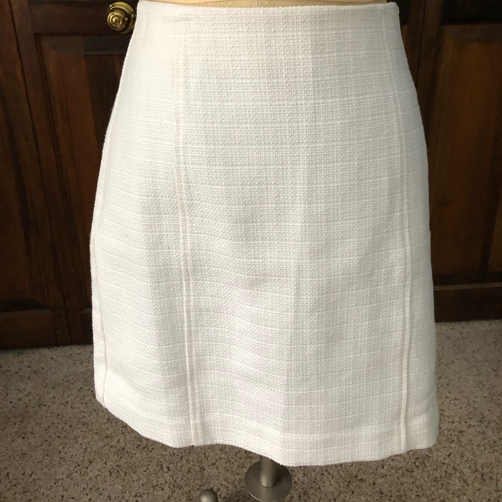 Cream zip back mini skirt
